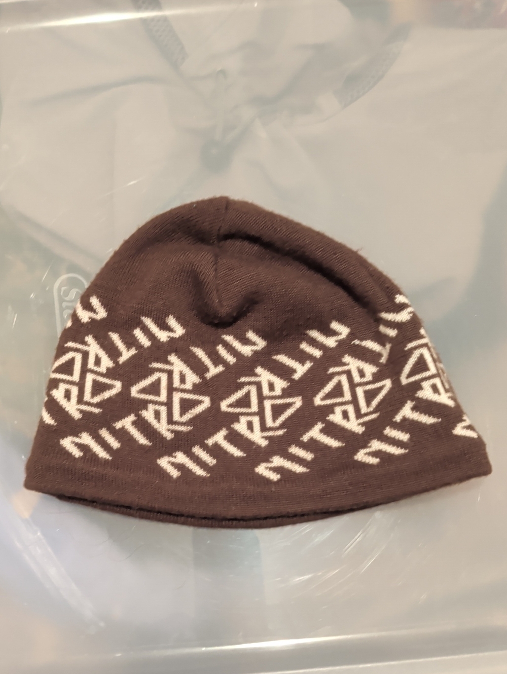 Nitro Beanie Hat Brown White Lettering Design Winter Snow Ski